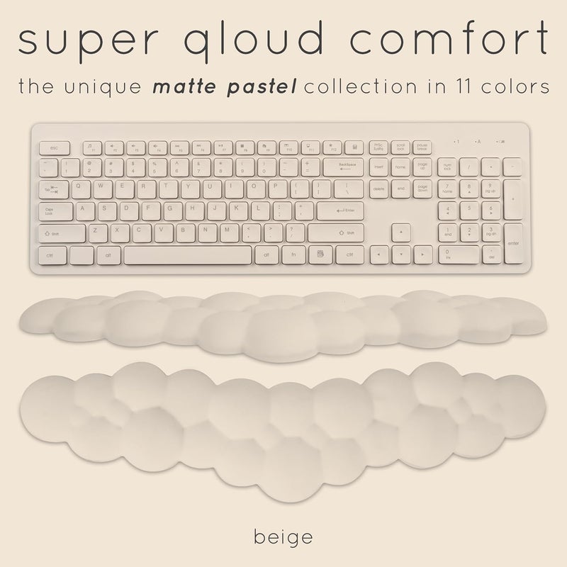 Create-ables Qloud Cloud Wrist Rest Keyboard Wrist Rest for Computer Keyboard Pad, Cloud Keyboard Wrist Rest, Wrist Pad for Keyboard, Memory Foam, Non Slip Base, Comes with Mouse Pad - Beige - Image 2